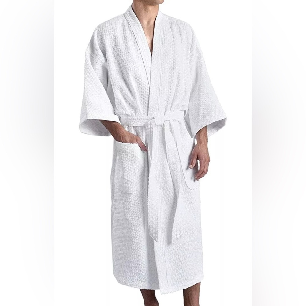 White Waffle Knit Robe